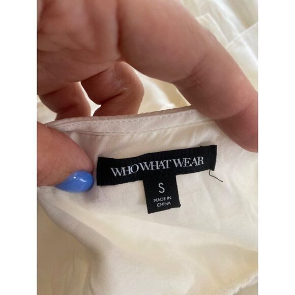 Who What Wear women's ivory Tiered Ruffle Sleeveless Spaghetti Strap top Small - Picture 7 of 8